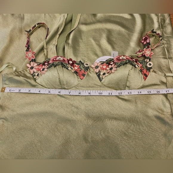 Selfie Leslie Satin Slip Dress with Floral Trim - Picture 9 of 11